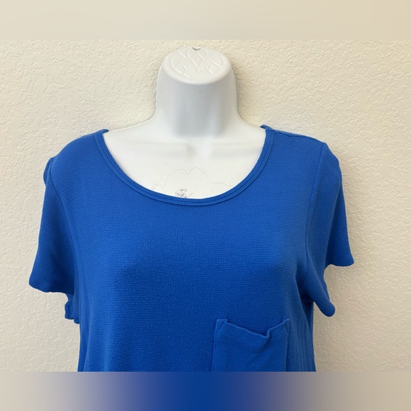 LuLaRoe Women's Maxi Dress M Short Sleeve Pullover Blue Shift Colorblock - Picture 2 of 8